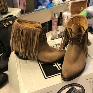 Frye fringe booties